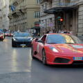 June 13, 2024, Rome, Italy: Some modern Ferrari cars participating in the re-enactment of the Mille Miglia (one thousand miles) in Rome. The Mille Miglia was a speed road car competition held in Italy from 1927 to 1957 with start and finish in Brescia in 