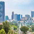 Growing development of central business district with modern skyscrapers of downtown of Adis Ababa, Ethiopia
