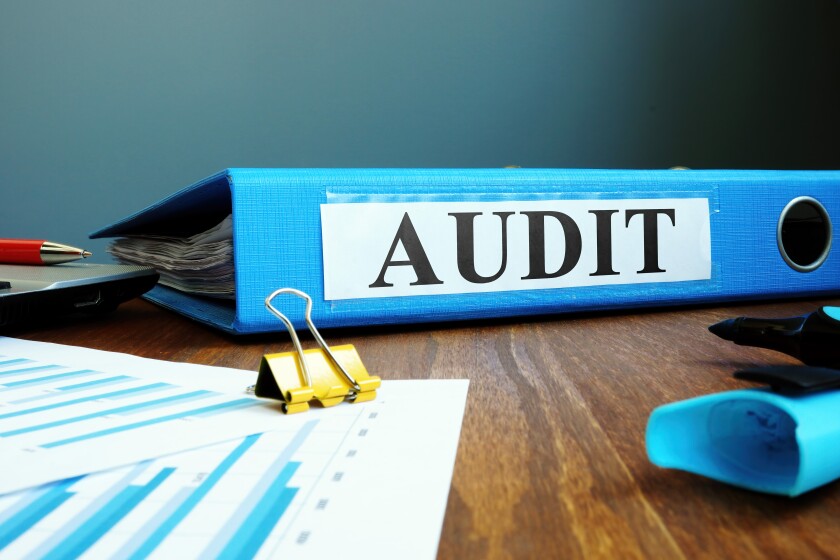 Folder with internal company audit report-adobe