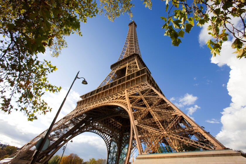 Eiffel Tower Surrounded by Autumnal Trees Paris France