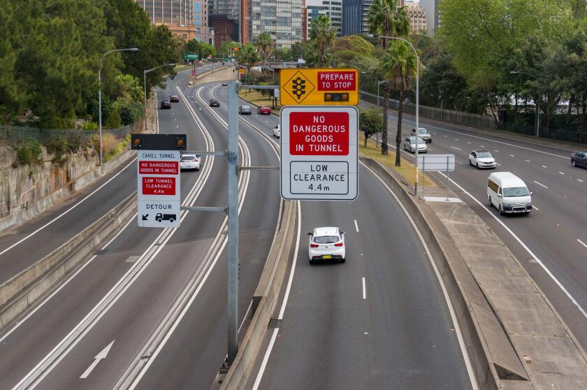Sydney, Australia - September 23, 2017: M1, Eastern Distributor highway view from above