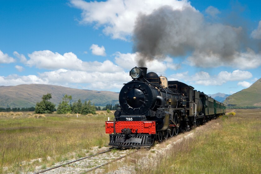 The Kingston Flyer steam train just outside Kingston, near Queenstown, South Island, New Zealand. Image shot 12/2009. Exact date unknown.