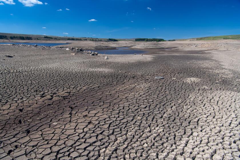 Selset reservoir, Middleton in Teesdale, Co. Durham - 1st June. Following one of the driest May on record the water levels at Selset reservoir, Middleton in Teesdale, is looking very low on water, looking like a moonscape in places. It supplies Teesdale a