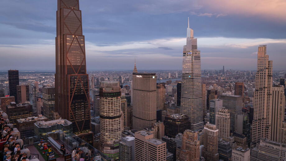 View towards the east of Midtown and the towers of Park Avenue at dusk. New York, New York, United States, 17 August 2026.