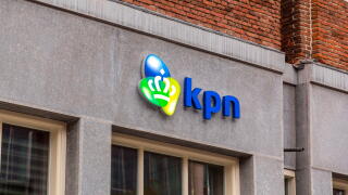Amsterdam, NL - OCT 10, 2021: Logo signage of KPN, a Dutch landline and mobile telecommunications company, originated from a government-run postal, te