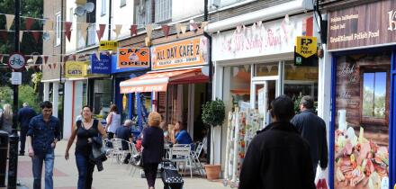 Crawley West Sussex UK - The old shopping precinct and High Street area