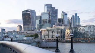 across river thames of view of modern skyscraper in London financial centre , square mile of city of London, England UK