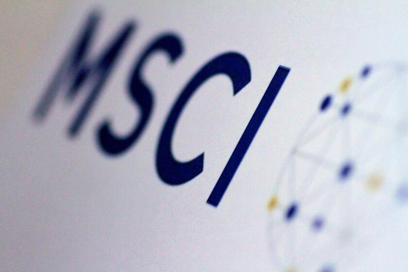 The MSCI logo is seen in this June 20, 2017 illustration photo.      REUTERS/Thomas White/Illustration