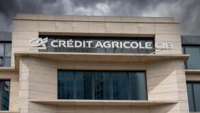 Credit Agricole branch in Frankfurt is a french Corporate and Investment Bank in Capital Markets, Investment Banking and financing activities. Image shot 2023. Exact date unknown.