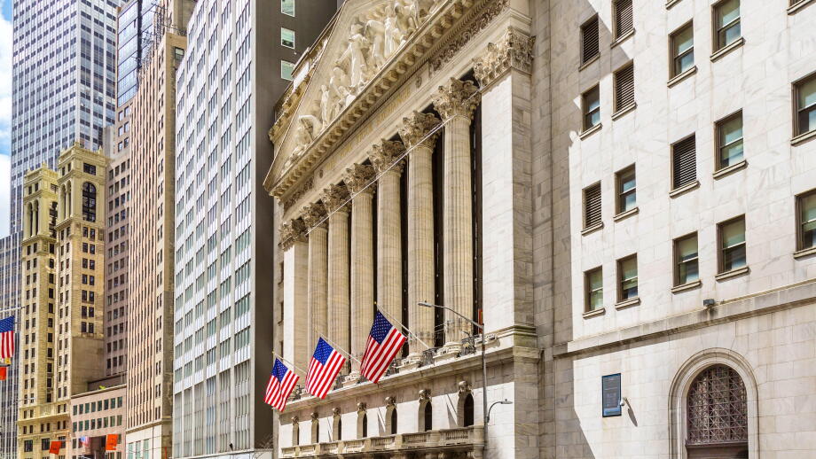 The New York Stock Exchange building in the Financial District of Lower Manhattan, Wall Street, New York, United States of America, North America