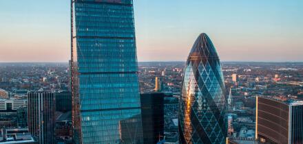 City of London skyline with the gherkin and cheesegrater skyscrapers