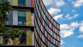 LONDON, UK - AUGUST 25, 2017:  Exterior view of the colourful building at 30 Old Bailey in the City of London