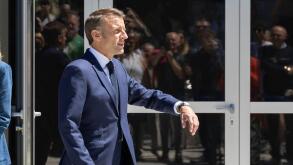 Le Touquet. 9th June, 2024. French President Emmanuel Macron walks out of a polling station after voting for the European Parliament elections in Le Touquet, France on June 9, 2024. Macron announced dissolution of the National Assembly and called new legi