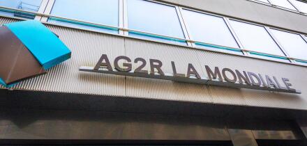 France, Ile-de-France, Paris. Brand AG2R la mondiale. AG2R Agirc-Arrco, Centre de gestion, Caisse de retraite