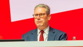 Liverpool, UK. 23 SEP, 2024.  Keir Starmer pulls an exasperated expression on stage at Labour Party Conference.  Credit Milo Chandler/Alamy Live News