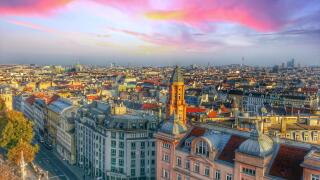 Vienna Skyline, view on the northern part of Vienna Austria, Sep-1-2014