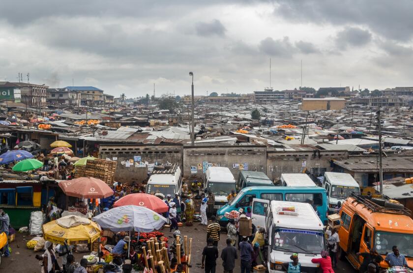 Kejetia market (Kumasi central market) in Ghana, the largest single market in West Africa with over 10,000 stores and stalls