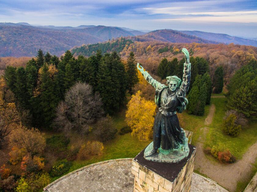 Liberty monument on Iriski venac on mountain Fruska Gora in Serbia