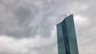 thunderstorm over the European Central Bank or ECB in Frankfurt
