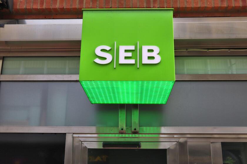 NORRKOPING, SWEDEN - AUGUST 25, 2018: SEB Bank in Norrkoping, Sweden. SEB was formerly known as Skandinaviska Enskilda Banken and is a major banking g