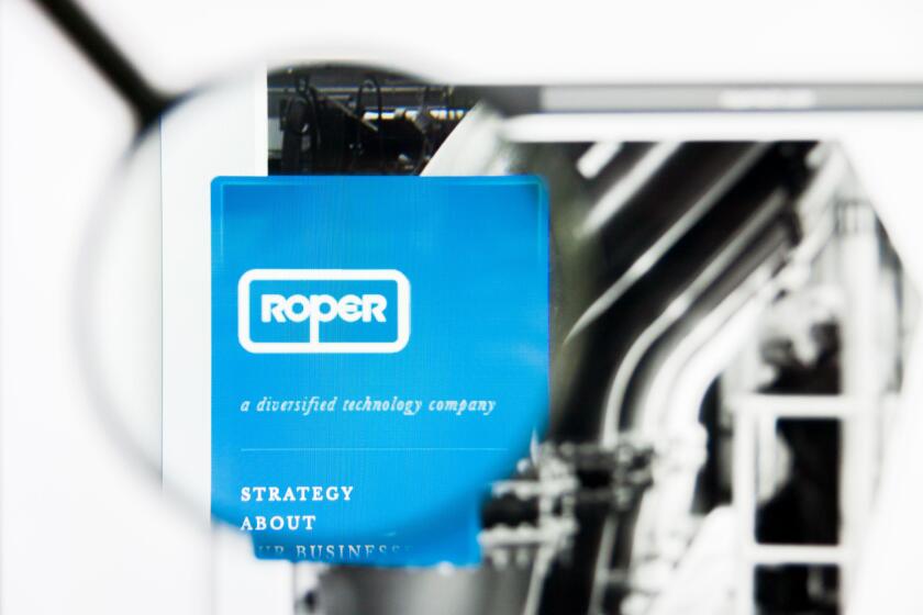 Los Angeles, California, USA - 25 March 2019: Illustrative Editorial of Roper Technologies website homepage. Roper Technologies logo visible on