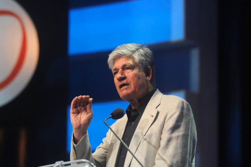 Portrait of Maurice Levy, CEO of advertising giant Publicis, addressing a conference about new media in Jerusalem, Israel. Image shot 2008. Exact date unknown.