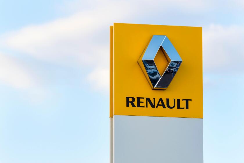 Renault car dealership sign, UK.