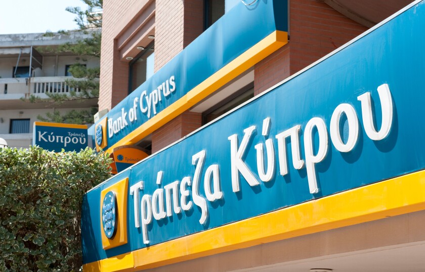 Trapeza Keprou (bank of Cyprus) signs Rethymno Crete Greece