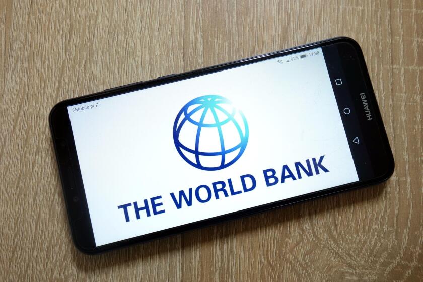 The World Bank logo displayed on smartphone