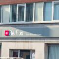Brecht, Belgium, November 10, 2023: Logo and sign of Belfius Bank.