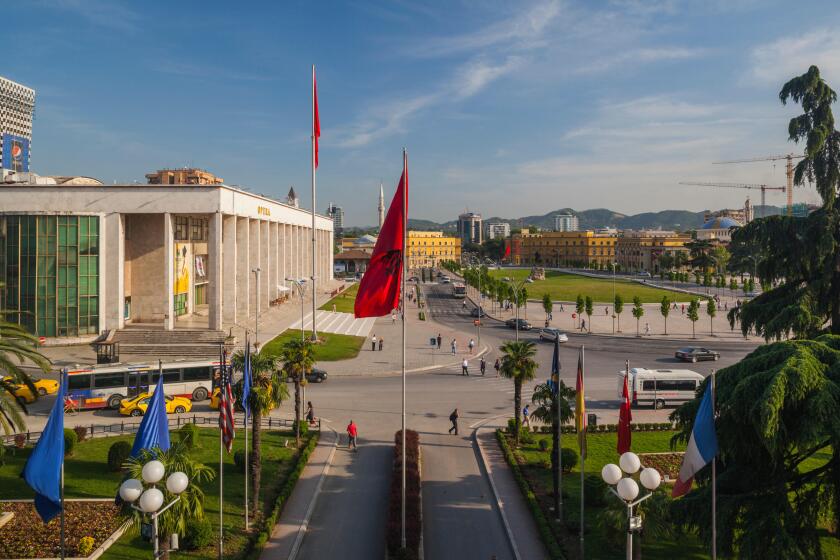 Albania, Tirana, Skanderbeg Square and Opera Building