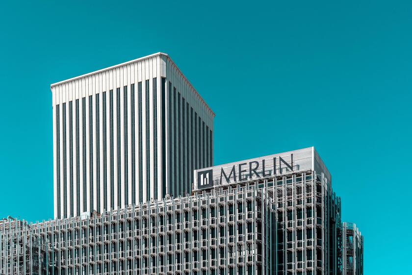 Madrid, Spain - 30 August 2020: Modern Office Buildings in AZCA Financial District. Torre Picasso and Merlin Properties buildings