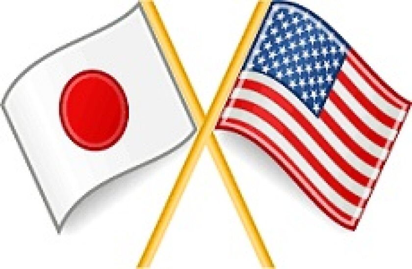 US Japan flags