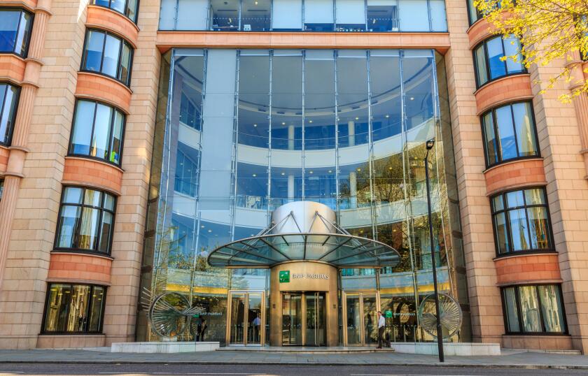 A daytime view of the BNP Paribas Corporate London Office, London England UK