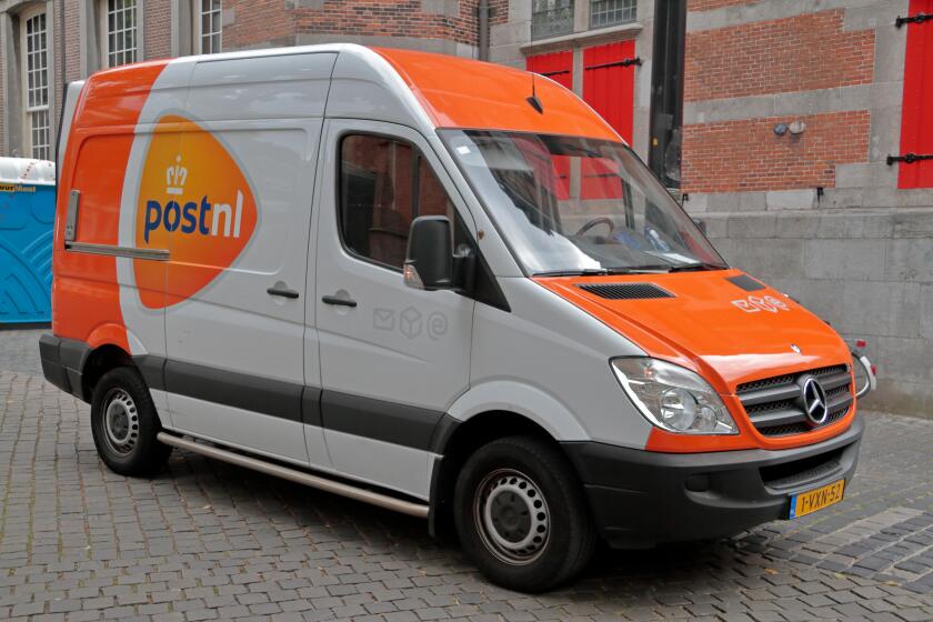 A Postnl van in The Hague, Netherlands.