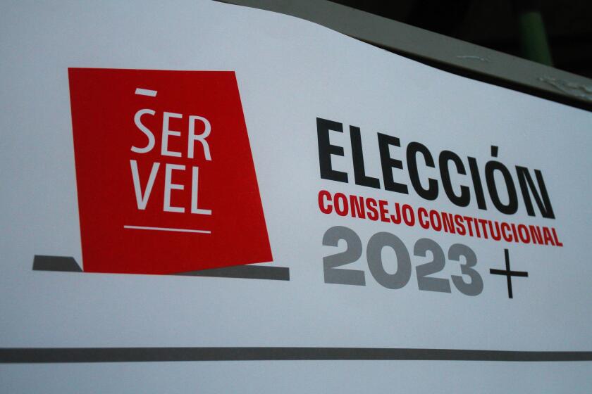 Valparaiso, Chile. 07th May, 2023. Sign indicating the election of the constitutional council 2023 Chile. Election Constitutional Council 2023 Chile. (Photo by Cristobal Basaure Araya/SOPA Images/Sipa USA) Credit: Sipa USA/Alamy Live News
