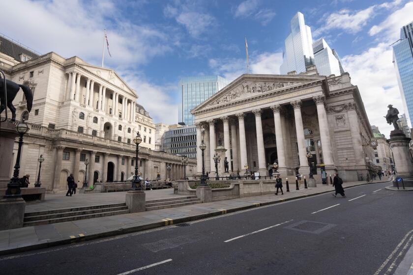 The Bank of England and the Royal Exchange, city of London, England