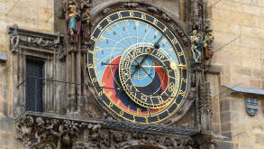 Prague, Czech Republic - August 8, 2024: Prague astronomical clock on Old Town Hall in Prague, Czech Republic.