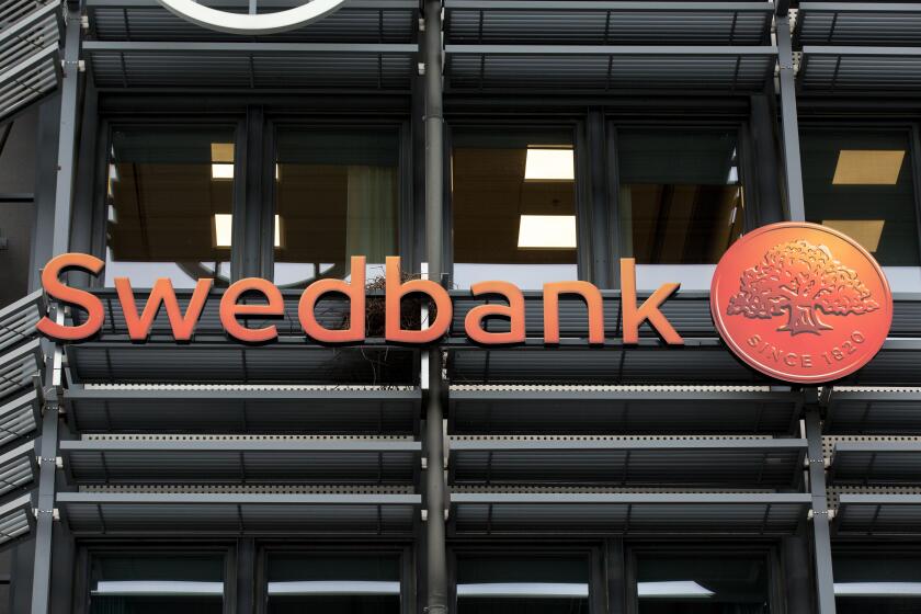 Nordic-Baltic banking group based in Stockholm, Sweden, offering retail banking, asset management, financial and other services Swedbank AB logo seen in Lindholmen Science Park, Gothenburg.