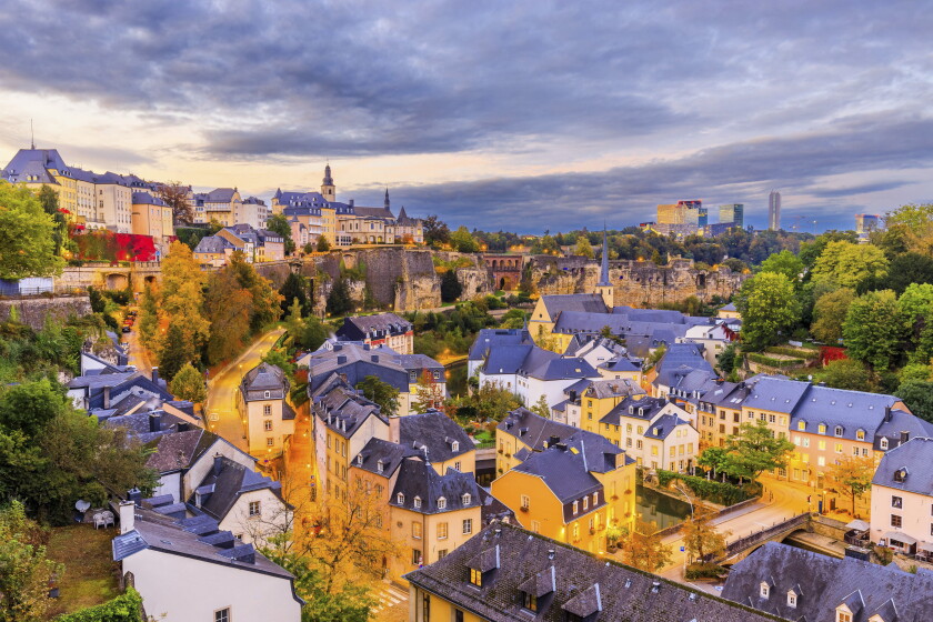 Luxembourg city, the capital of Grand Duchy of Luxembourg. The Old Town and Grund quarter.