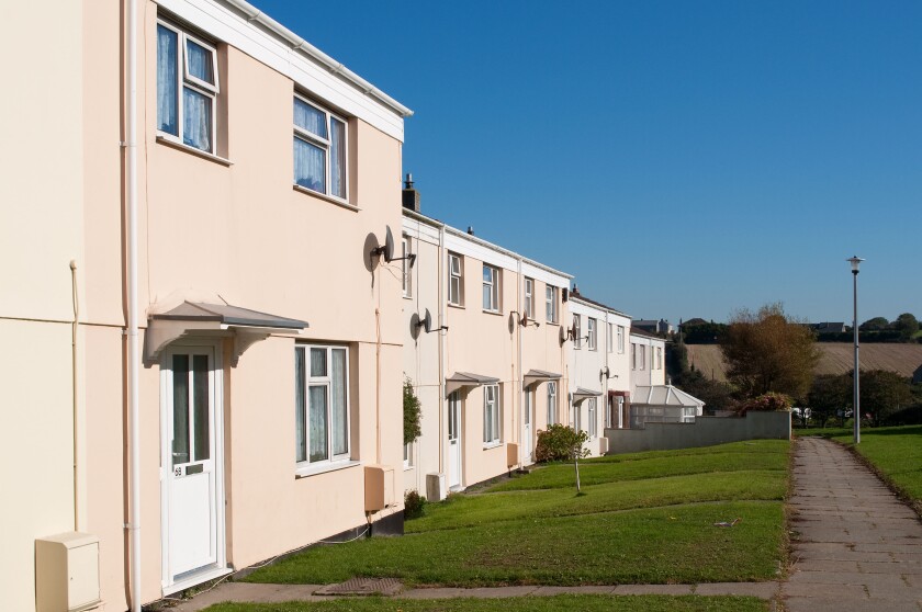council housing in redruth, cornwall, uk