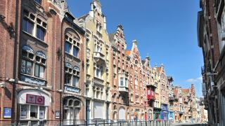 Old Houses Near Friday Market Square In Ghent