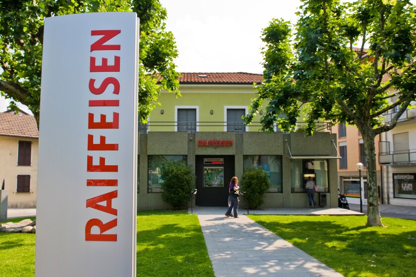 Raiffeisen bank, Giubiasco, Canton Ticino, Switzerland