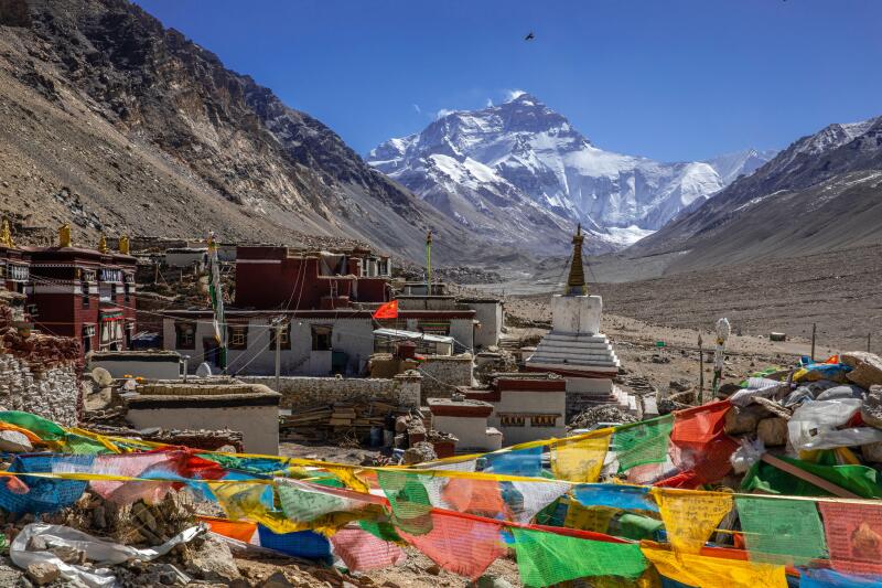 Mount Everest Base Camp with Rongbuk Monastery in Shigatse, Tibet