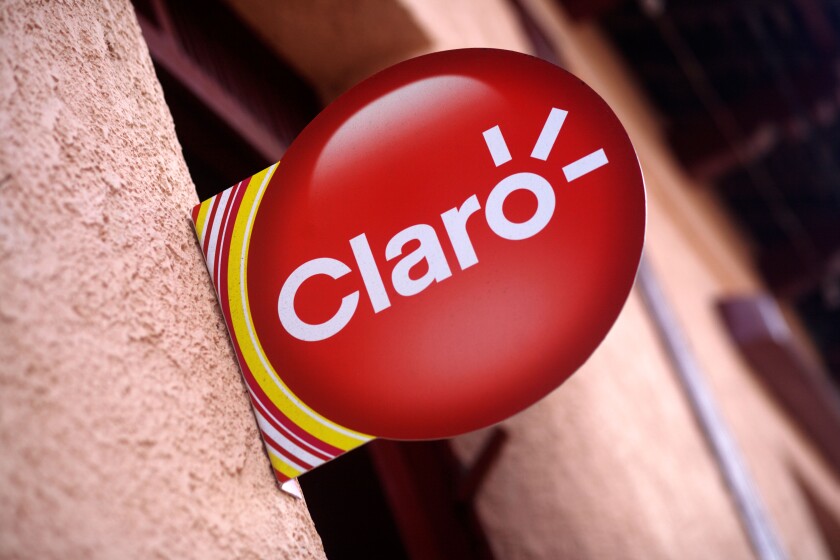Sign for Latin American mobile or cell phone network Claro