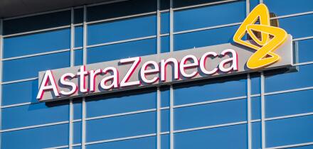 Sep 21, 2020 South San Francisco / CA/ USA - Astra Zeneca logo at their headquarters in Silicon Valley; AstraZeneca plc is a British multinational pha