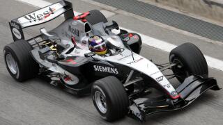 (dpa) - Columbian Formula 1 driver Juan Pablo Montoya drives in a McLaren-Mercedes race car at the Circuit de Catalunya race course in Barcelona, Spain, 25 November 2004. Montoya, who is still under contract with the BMW-Williams team, received permission