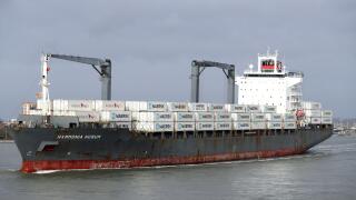 File photo dated 31/01/18 of Maersk containers onboard the container ship Hammonia Husum, as it leaves Portsmouth harbour. At least 10,000 jobs are being axed worldwide at global shipping giant AP Moller Maersk amid a slump in demand for container freight