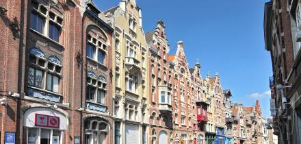 Old Houses Near Friday Market Square In Ghent