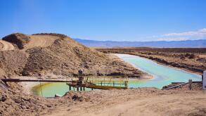 Brine pools for lithium mining.